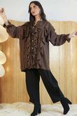 Stevie Ruffle Blouse Chocolate